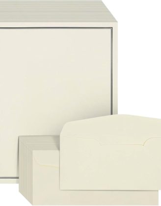 72 Piece Stationery Set for Writing Letters with 48 Ecru and Black Border Paper Sheets and 24 Envelopes (8.5 x 11 in)