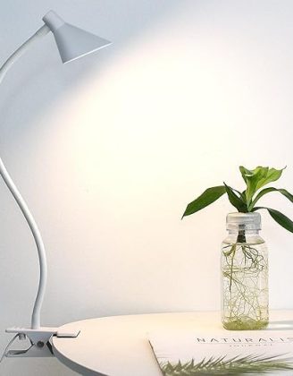 Desk Clip Light,3 Colors 10 Dimmable Brightness Reading Light, Flexible Bedside Lamp, Small Table Clamp Lamp for Office, Bedroom, Bed Headboard, Study(White)
