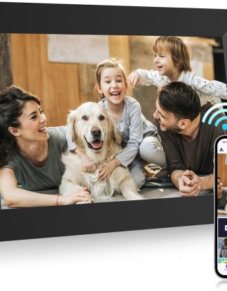 MaxAngel Digital Picture Frame 32GB Storage 10.1 Inch WiFi Electronic Photo Frame SD Card Slot IPS Touch Screen HD Display Auto-Rotate Slideshow Share Videos Photos Send Wishes via Uhale Remotely